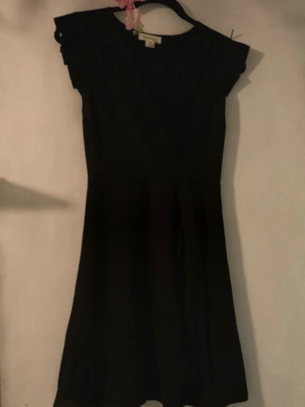 Monteau Black Cap-Sleeve A-Line Dress
